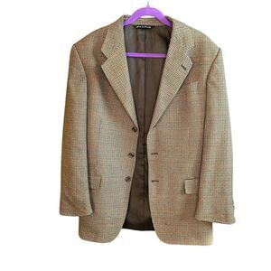 Jack Victor Men's Brown Houndstooth Wool Sport‎ Coat Blazer Size L
